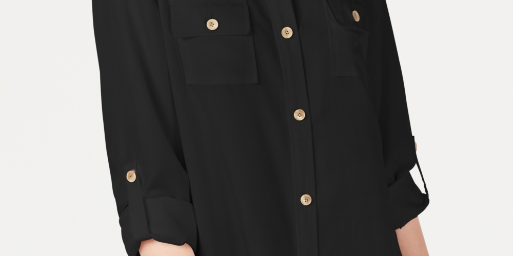 Charter Club Women's Utility Shirt Black Size Small