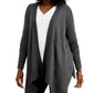 JM Collection Women's Textured Hem Cascade Front Cardigan Gray Size Small