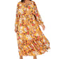 INC International Concepts Women's Printed Ruffled Peasant Dress Yellow Size 1X
