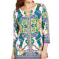 JM Collection Women's Hardware Trim Keyhole Neck Tunic Green Size Medium