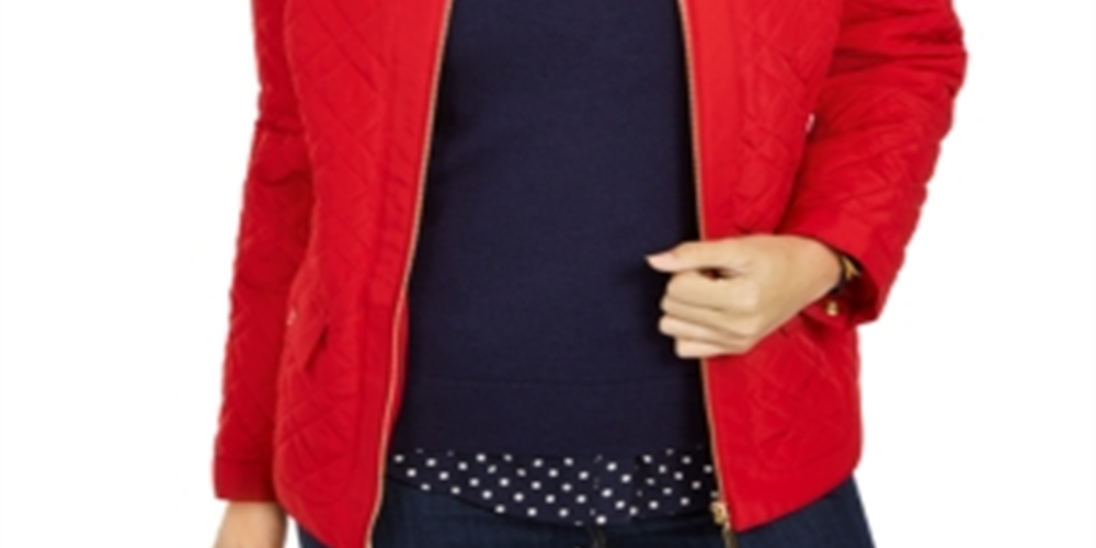 Charter Club Women's Quilted Jacket Red Polish Size -Petite XL