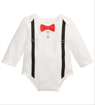 First Impressions Baby Boy's Suspenders Bodysuit White Size 0-3 Months