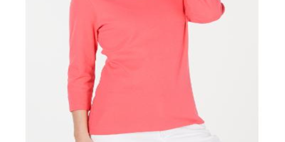 Karen Scott Women's Cotton Scoop Neck Top Blue Size Petite L