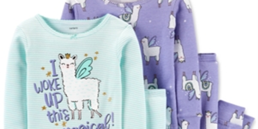 Carter's Girl's Sleep Bottoms Print Stripe Woke up This Magical Llama Two Pair Pajama Set Blue Size 3T