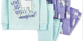 Carter's Girl's Sleep Bottoms Print Stripe Woke up This Magical Llama Two Pair Pajama Set Blue Size 3T