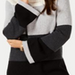 Charter Club Women's Color Block Long Sleeve Turtle Neck Blouse Sweater Black Size Petite Small