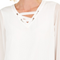 JM Collection Women's Lace Up Grommet Trim Top  White Size Small