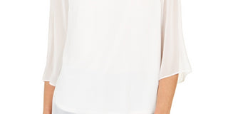 JM Collection Women's Lace Up Grommet Trim Top  White Size Small