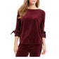 Charter Club Women's Velvet Tie Sleeve Top Red Size X-Large