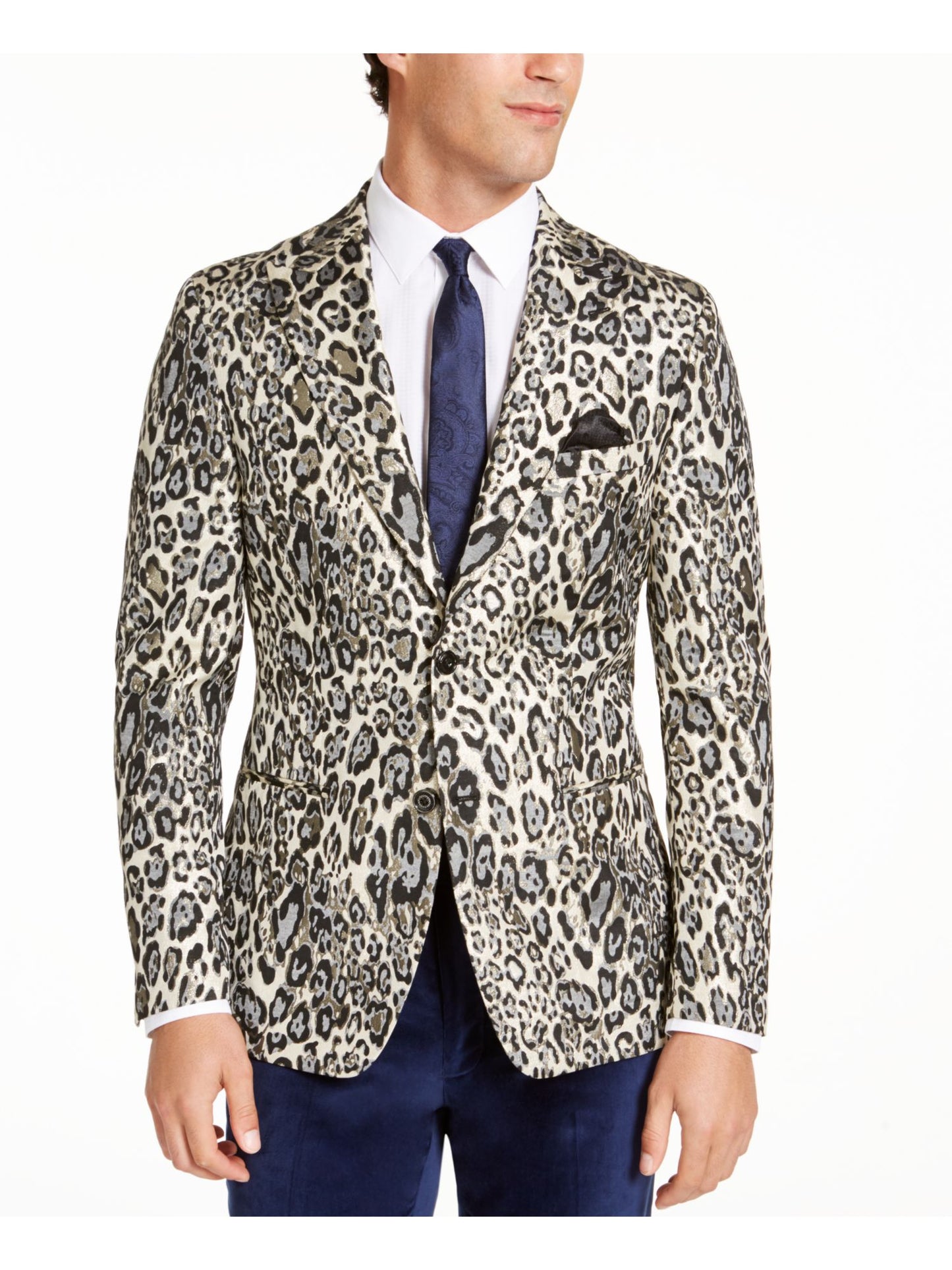Tallia Men's Metallic Animal Print Sportcoat Gold Size XL