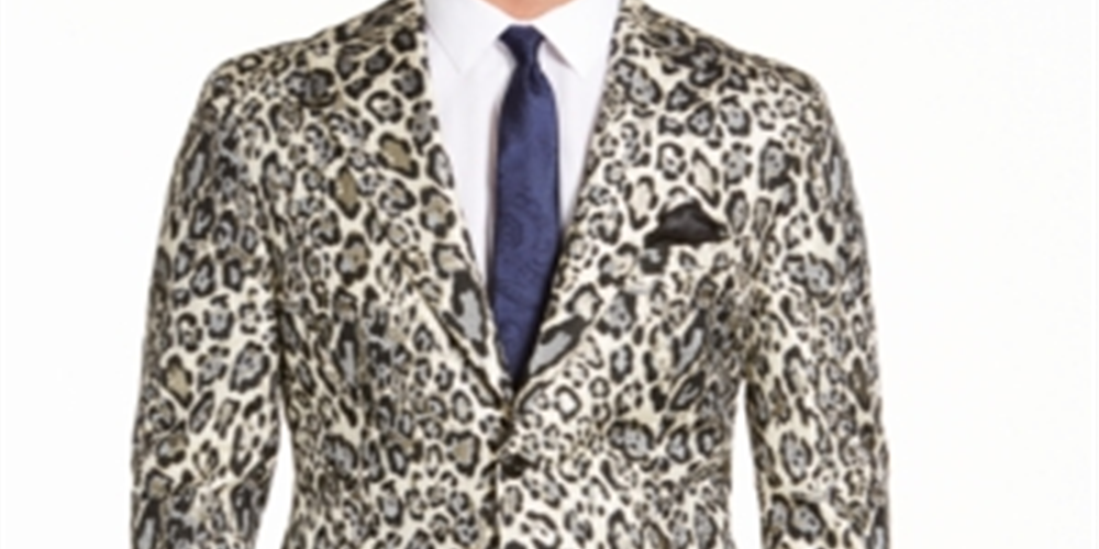 Tallia Men's Metallic Animal Print Sportcoat Gold Size XL