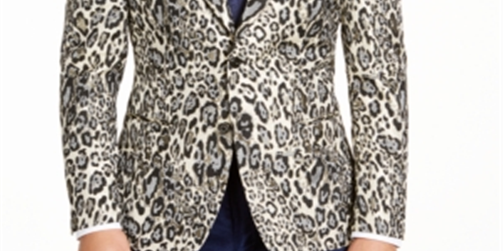 Tallia Men's Metallic Animal Print Sportcoat Gold Size XL