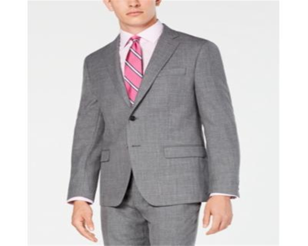 Ralph Lauren Men's Classic Regular Fit UltraFlex Stretch Sharkskin Suit Jacket Gray Size 46X39.5