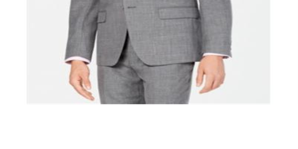 Ralph Lauren Men's Classic Regular Fit UltraFlex Stretch Sharkskin Suit Jacket Gray Size 46X39.5