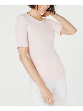 Mason Women's Short Sleeve Crew Neck Top Pink Size Small