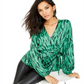INC International Concepts Women's Zebra Print Wrap Top Green Size Petite XL