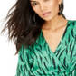 INC International Concepts Women's Zebra Print Wrap Top Green Size Petite XL