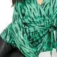 INC International Concepts Women's Zebra Print Wrap Top Green Size Petite XL