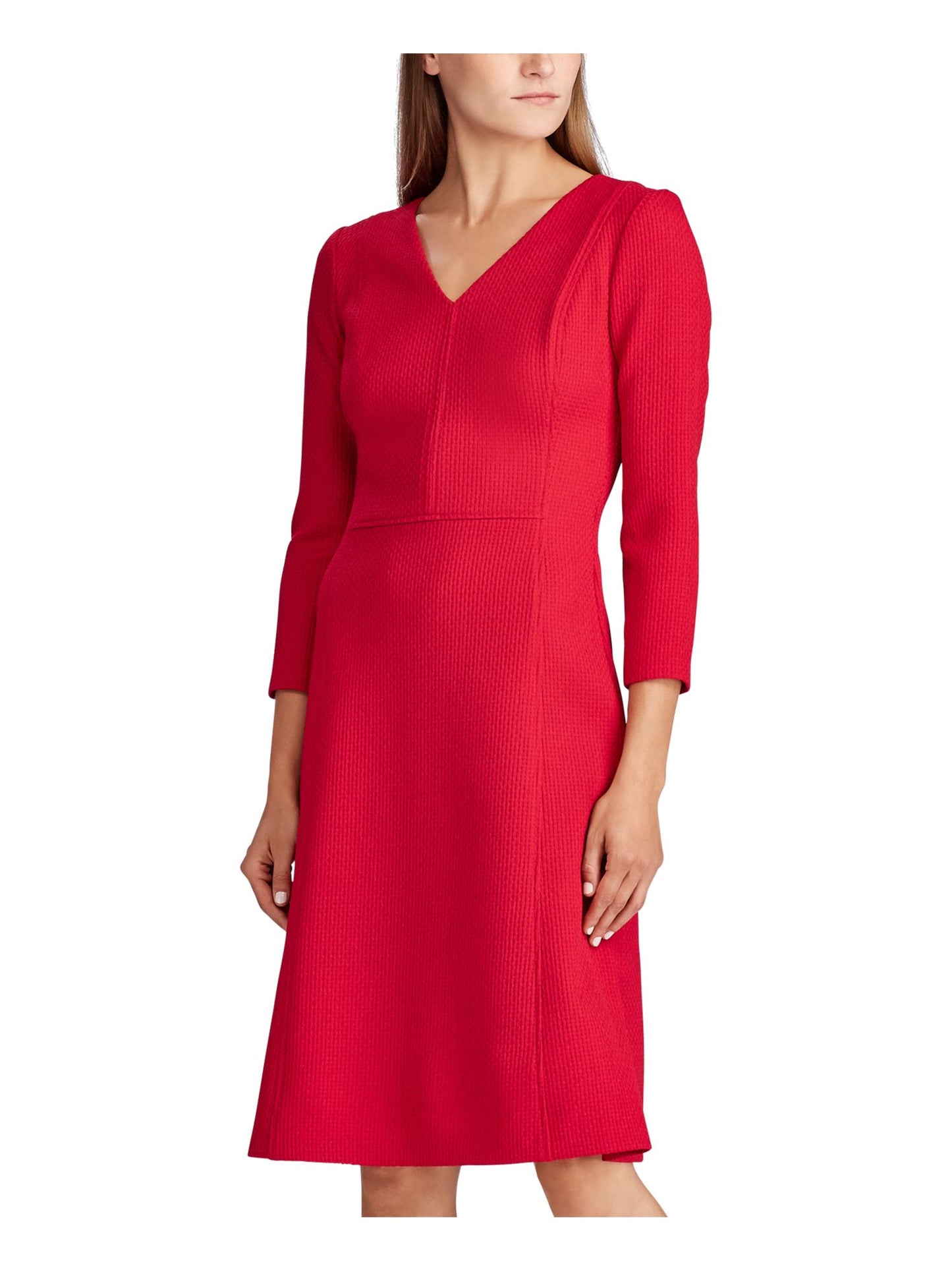 Ralph Lauren Women's 3/4 Sleeve Dress Red Size 14 Petite