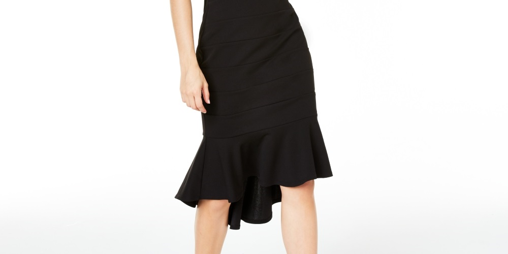 Emerald Sundae Junior's Illusion Mermaid Bodycon Dress Black Size Large