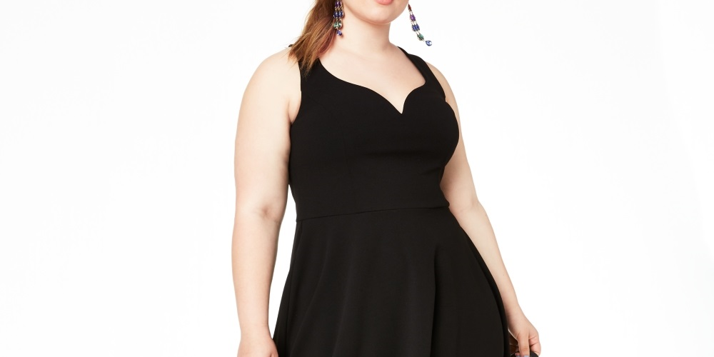 B Darlin Women's Open Back Sweetheart Neck Fit & Flare Dress Black Size 14