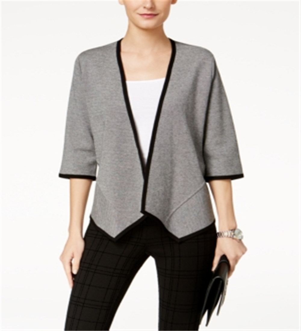 Alfani Women's Drape Front Cardigan Black- Gray Size Petite Large