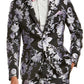 INC International Concepts Men's Metallic Floral Jacquard Slim Fit Blazer Black Size 2XLT