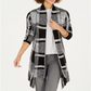 Style & Co Women's Plaid Boucle Cardigan Black Size Petite L