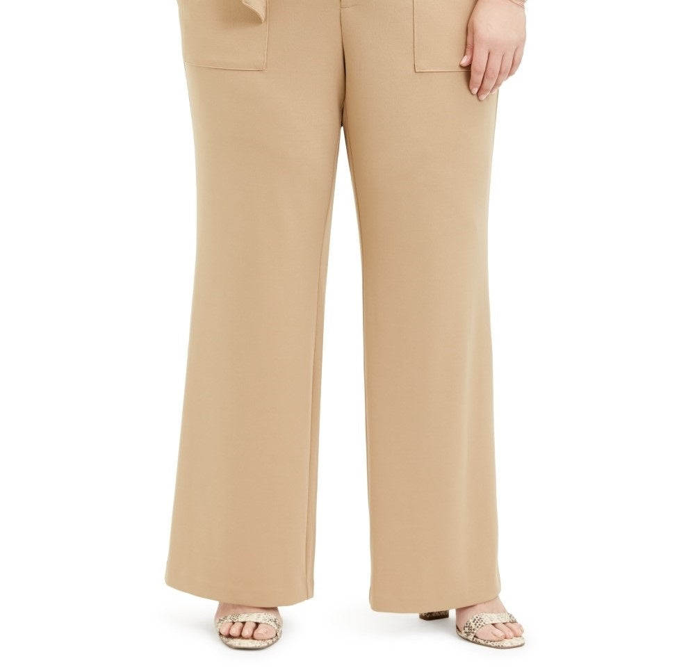 INC International Concepts Women's Plus Size Utility-Pocket Wide-Leg Pants Brown Size 26