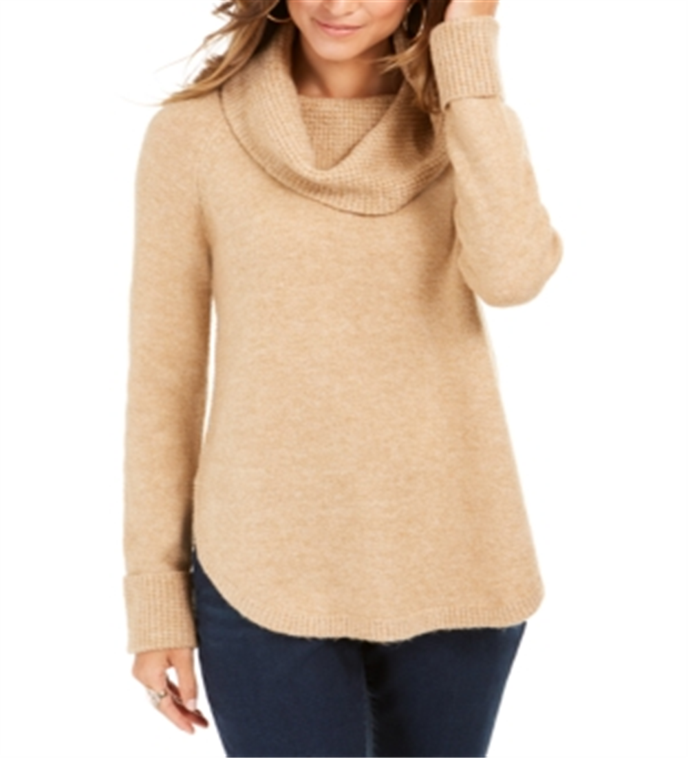 Style & Co Women's Cowlneck Sweater Brown Size -Petite S