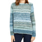 Style & Co Women's Striped Long Sleeve Sweater Green Size Petite Small
