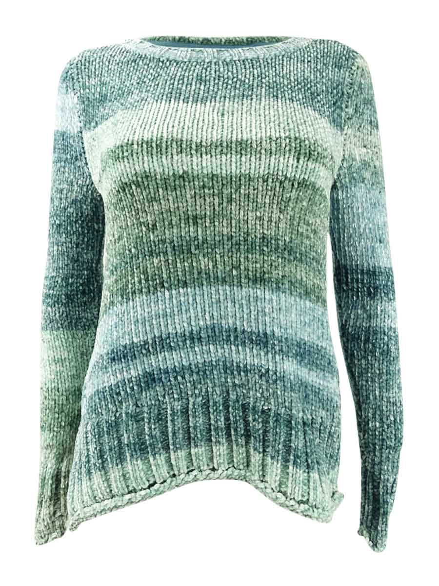 Style & Co Women's Chenille Space Dyed Sweater Green Size Petite X-Large