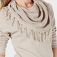 Style & Co Women's Fringed Cowl Neck Sweater Beige Size Petite S