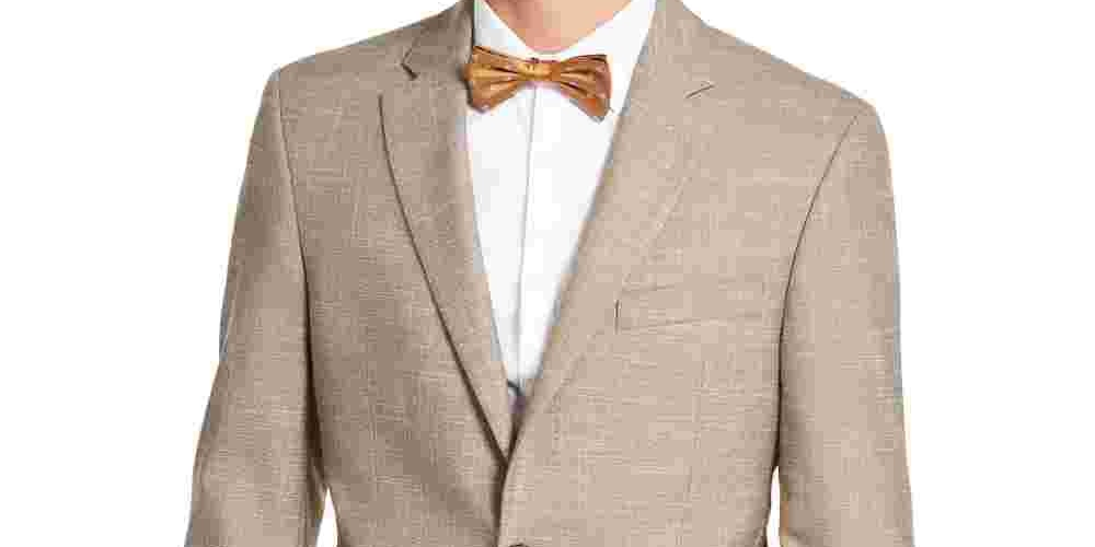 Tommy Hilfiger Men's Trevor Woven Plaid Two-Button Blazer Beige Size 44