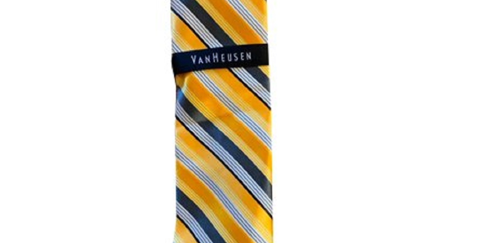 Van Heusen Men's Dress Belt Silver Sleek Striped Skinny Silk Not Applicable Yellow Size Regular