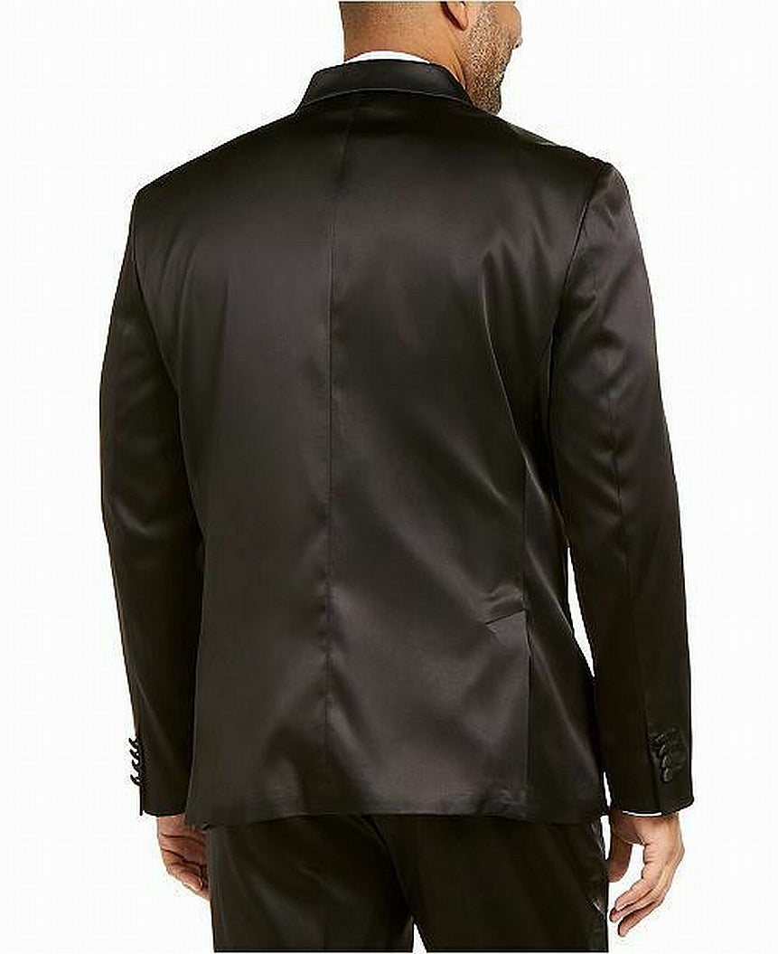 INC International Concepts Men's Big & Tall Velvet Satin Trim Two Button Blazer Black Size 2XB