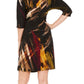 Robbie Bee Women's Printed Faux Wrap Dress Black Size Petite L