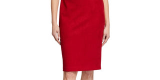 Anne Klein Women's Suede MIDI Shift Dress Red Size 6