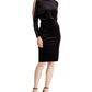 Ralph Lauren Women's Glitter Long Sleeve Jewel Neck Knee Length Sheath Cocktail Dress Black Size 18