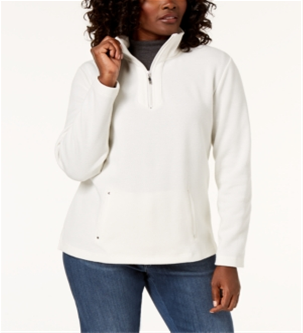 Karen Scott Women's Zip Neck Top White Size Petite XL