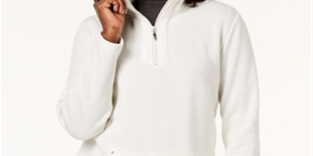 Karen Scott Women's Zip Neck Top White Size Petite XL