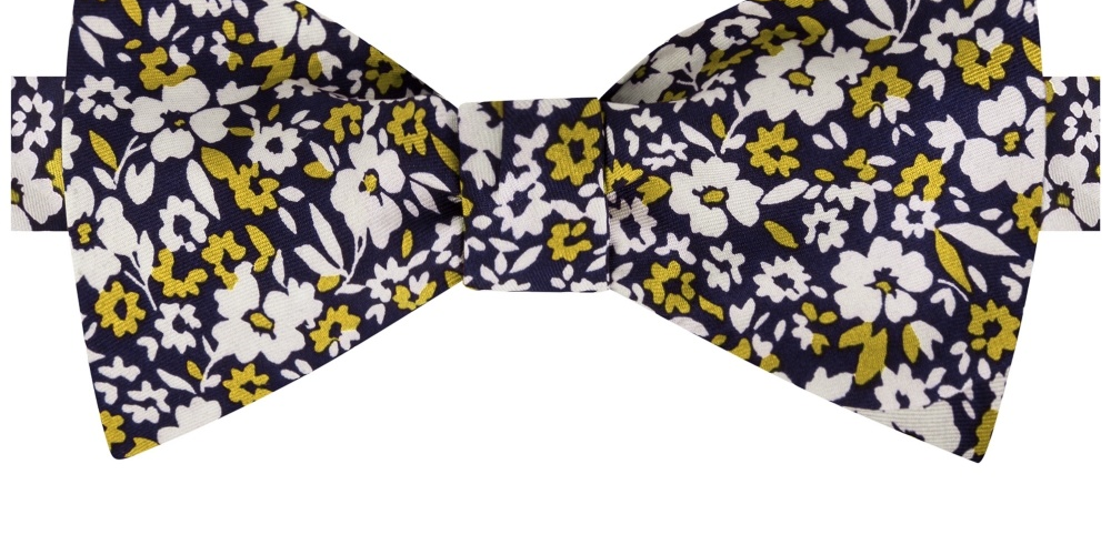 Tommy Hilfiger Men's Chelsea Botanical To-Be Tied Silk Twill Bow Tie Yellow Size Regular