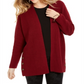 Style & Co Women's Open Front Button Trim Cardigan Wine Size -Petite S