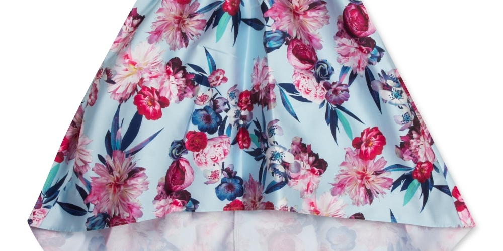 Rare Editions Kid's Big Girls Floral Print High Low Dress Blue Size 8