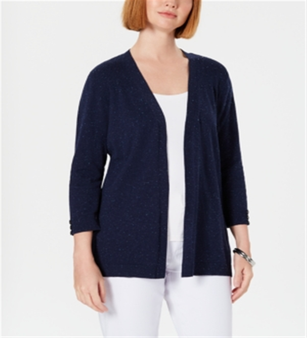 Karen Scott Women's Open Front Cardigan Blue Size Petite S