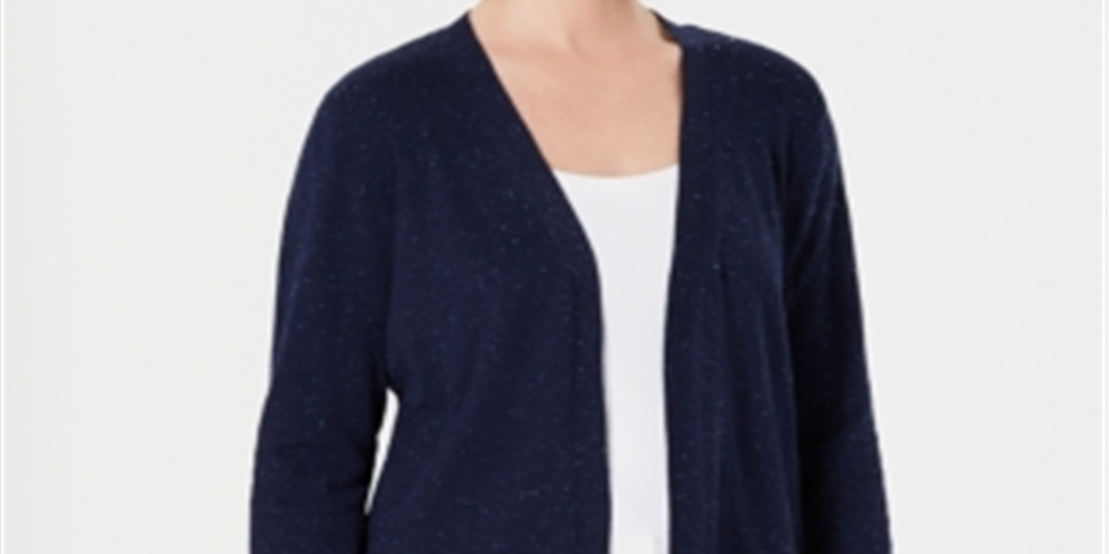 Karen Scott Women's Open Front Cardigan Blue Size Petite S