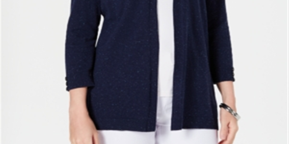Karen Scott Women's Open Front Cardigan Blue Size Petite S
