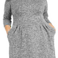 Connected Women's Apparel Pocketed Heather 3/4 Sleeve Jewel Neck Above The Knee Sheath Dress Gray Size 16W