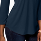 Charter Club Women's Pleat Neck 3/4 Sleeve Top Blue Size Petite Small