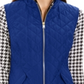 Charter Club Women's Zip Front Quilted Cotton Vest Blue Size Petite Small